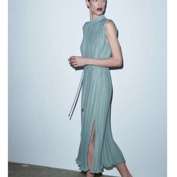 Zara Green Marl Grecian Sleeveless Midi Dress - Picture 8 of 10